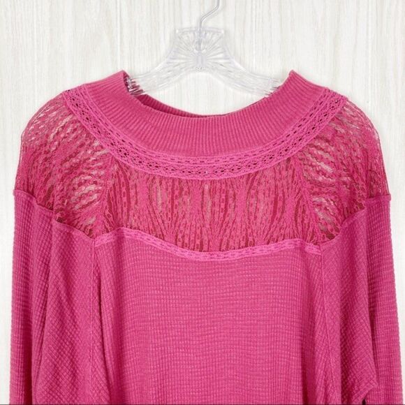 Free People | Pink Spring Valley Lace Thermal Long Sleeve Size XS - Picture 5 of 9